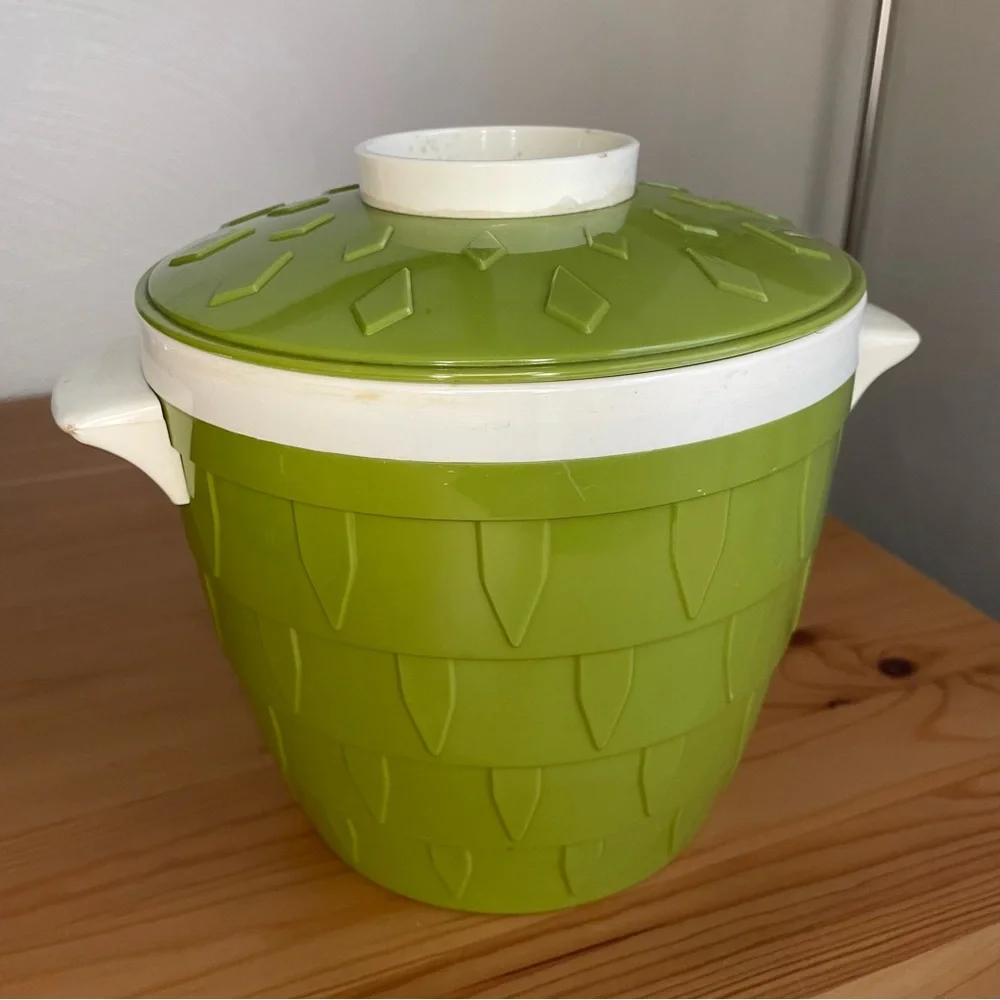 Vintage Avocado Green Ice Bucket